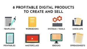 Digital creator building an online course on a laptop with learning tools.