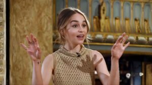 Emilia Clarke, the British actress known for her role as Daenerys Targaryen in Game of Thrones, featured on kajkey.xyz