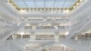 Stuttgart City Library modern white interior – minimalist German library