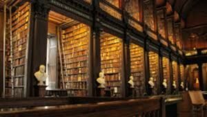 Trinity College Library interior with ancient wooden shelves – Dublin’s historic library, Most Beautiful Libraries in the World